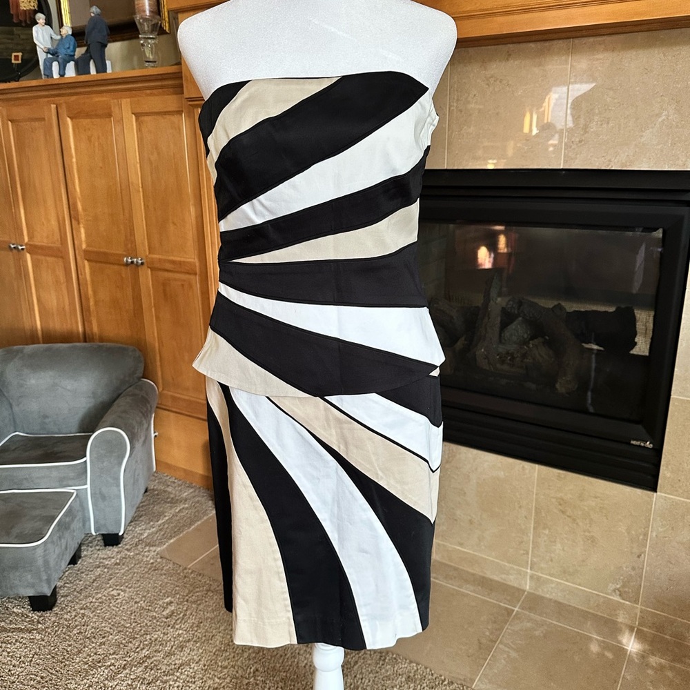 White House Black Market 2 piece Strapless Black and Cream Dress